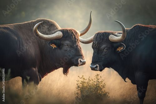 majestic bulls in field generative art © Karl