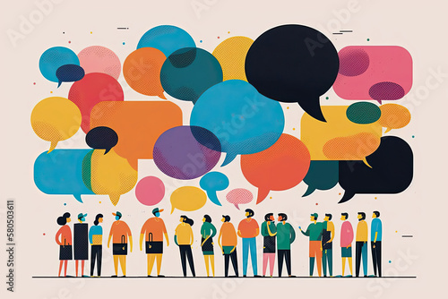 ai generated illustration of tiny people series, sharing thought