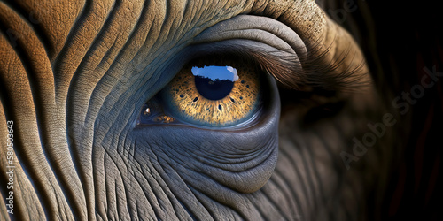 extreme macro shot: elephant eyes. AI-Generated © Lemart