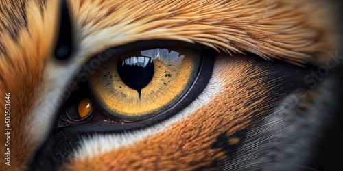 extreme macro shot: fox eyes. AI-Generated
