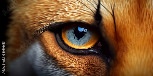 Detailed Shot of a Fox's Expressive Eyes. AI-Generated
