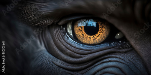 Detailed Shot of a Gorilla's Expressive Eyes. AI-Generated