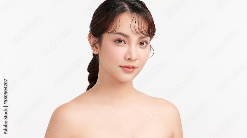 Beautiful young asian woman with clean fresh skin on white background, Face care, Facial treatment, Cosmetology, beauty and spa, Asian women portrait. Beautiful young asian woman with clean fresh skin on white background, Face care, Facial treatment, Cosmetology, beauty and spa, Asian women portrait.