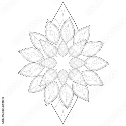 Decorative Doodle flowers in black and white for coloring book, cover or background. Hand drawn sketch for adult anti stress coloring page.-vector