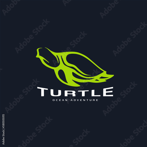 Swimming turtle icon logo illustration with modern color concept