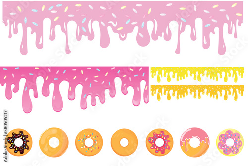 Sweet donuts with pink frosting. Vector illustration of the donut icon. Strawberry soft ice cream, an icon of conceptual food, isolated. Flat cartoon style, suitable for web landing page, banner.