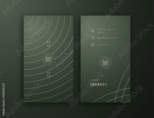 luxury elegant green and gold with white accent vertical business card editable  template