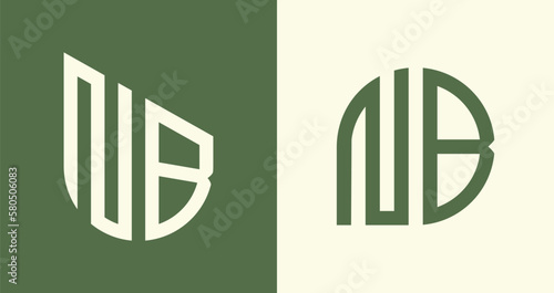 Creative simple Initial Letters NB Logo Designs Bundle. photo