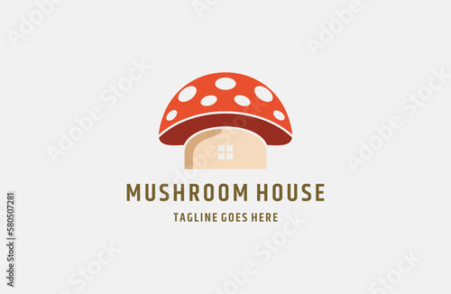 mushroom house logo template icon .