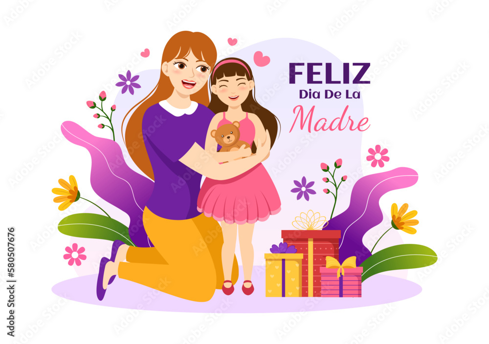 Feliz Día De La Madre Illustration With Celebrating Happy Mother Day
