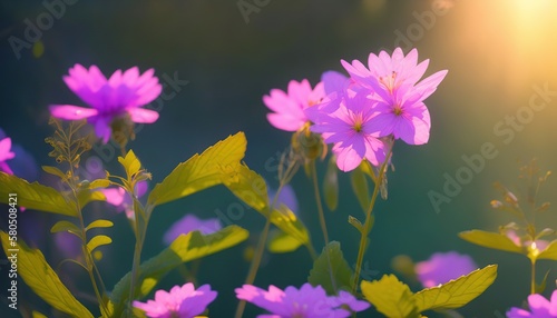 spring season purple flowers in the garden generative ai