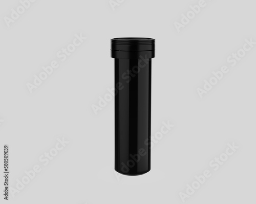 Round white matte aluminum tube with cap for effervescent or carbon tablets  pills  vitamins. Realistic packaging. 3d Illustration