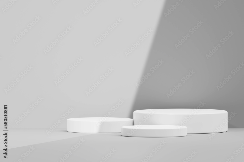 White cylinder pedestal podium with shadow Minimal scene for product display presentation Stage for showcase geometric platform 3d abstract background White cylinder pedestal podium with shadow Minimal scene for product display presentation Stage for showcase geometric platform 3d abstract background