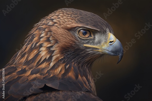 Parabuteo unicinctus Harris's buzzard portrait. Photo of good quality. Generative AI photo