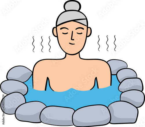 Onsen decorative design element for website, presentation, flyer, brochure, printing, application. illustration style