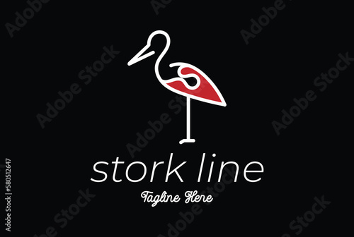 SS TEMPLATEheron pelican stork vector logo lineart line outline monoline icon design stock gulf bird coast beach illustration abstract ibis logo photo