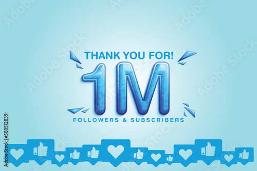 Cherishing the support of 1M or a million followers or subscribers on social platform photo