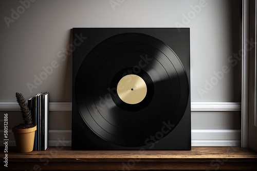 BBlack Vinyl Record. generative ai photo