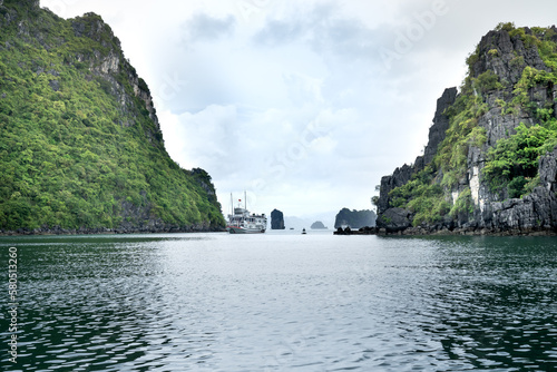 See luxury cruise ships on Lan Ha Bay in Quang Ninh province, Vietnam