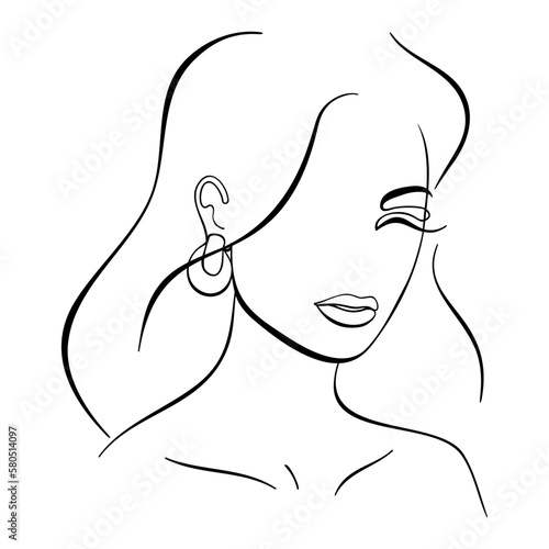Trendy fashion lineart portrait of a woman