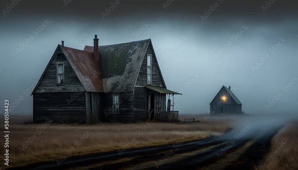 abandoned house in the fog abandoned house in the fog
