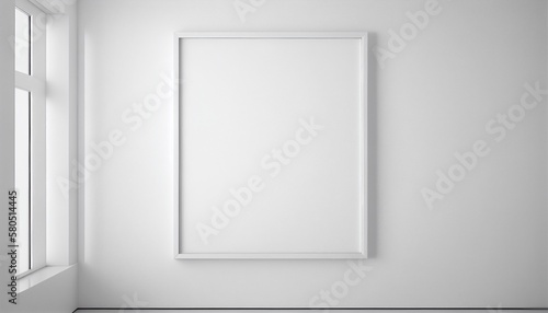 Blank white painting frame isolated on white background
