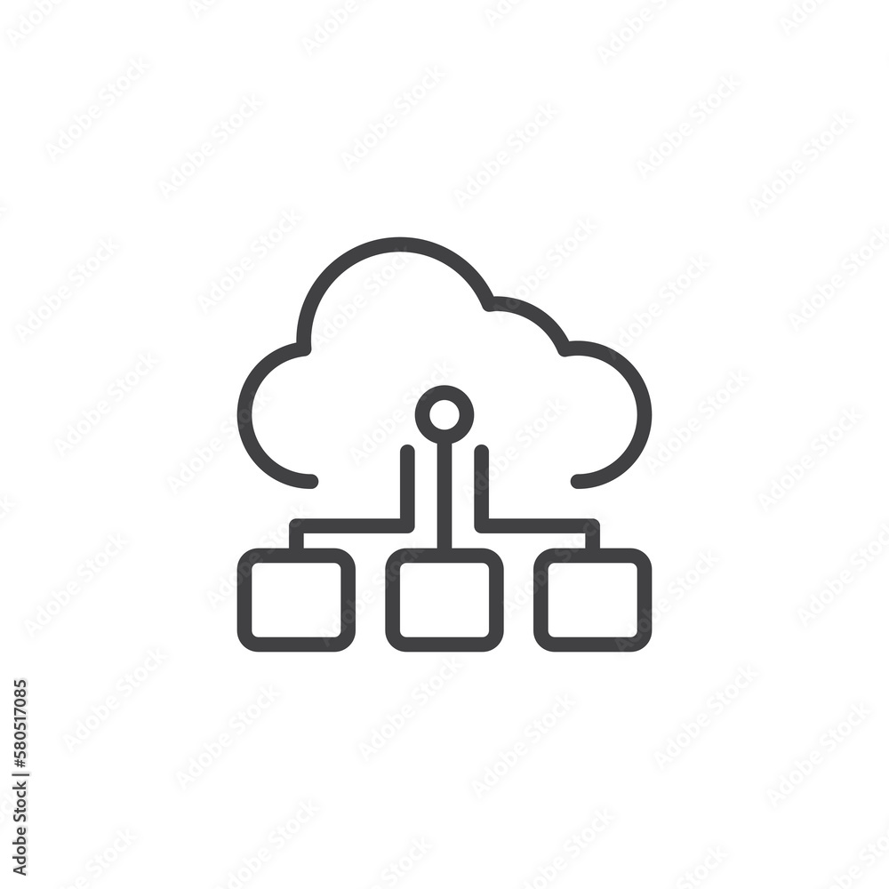 Cloud storage connection line icon Cloud storage connection line icon