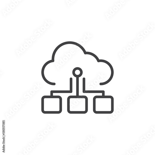 Cloud storage connection line icon