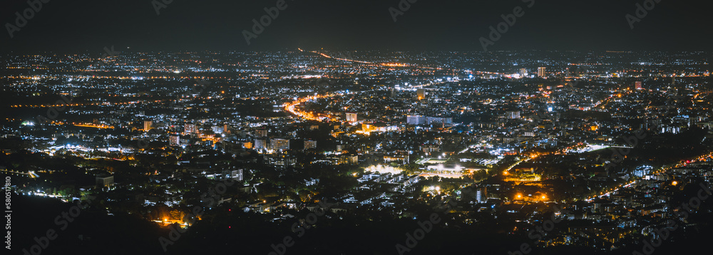 Night city view of Chiang Mai