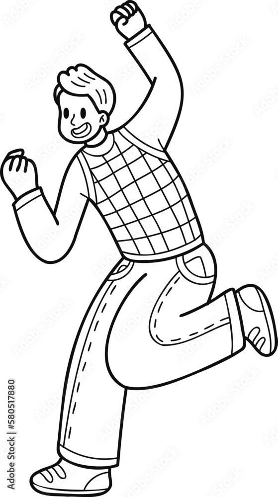business man jumping for joy illustration in doodle style