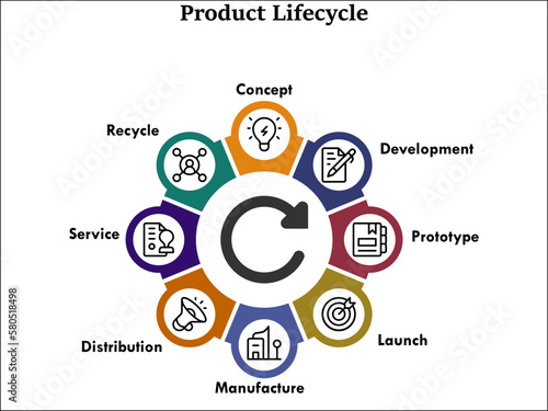 Product lifecycle with icons in an infographic template