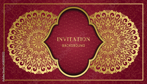Decorative golden floral ornamental mandala design background. Arabesque style greeting and invitation card. Decoration, Decorative, Ornament, Ornamental, India, Indian, Arabic, Damask, Asian, Turkish