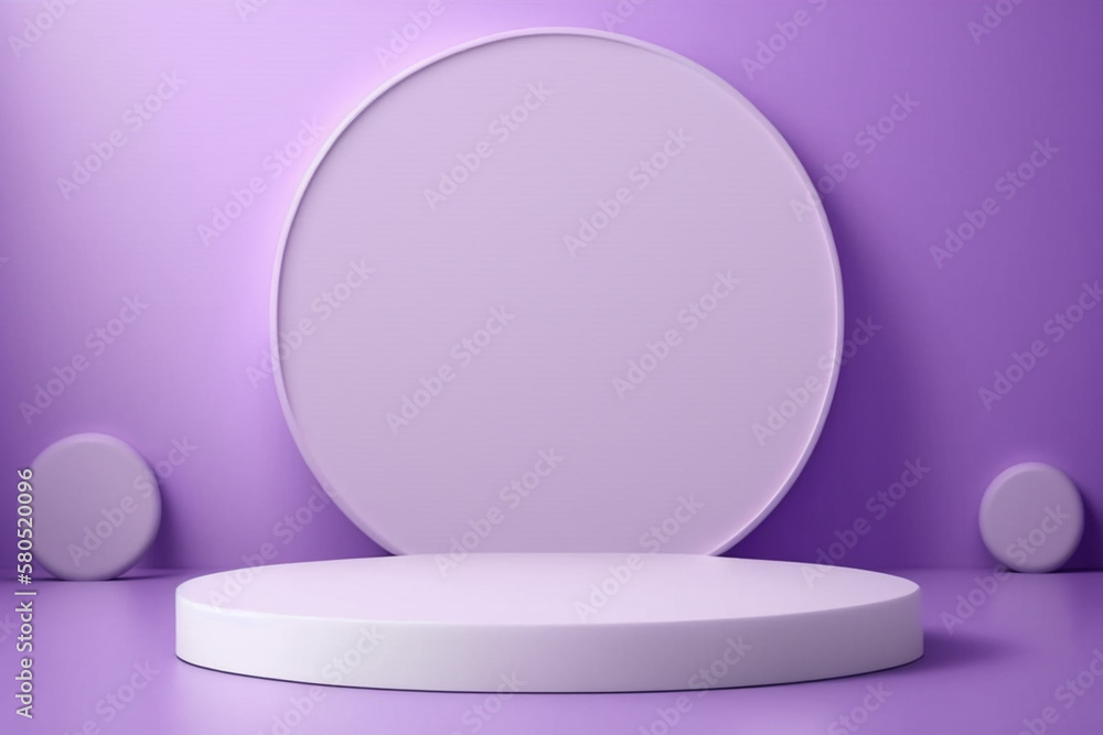 Empty White Purple Podium Display Background For Cosmetic. Generative AI. Empty White Purple Podium Display Background For Cosmetic. Generative AI.