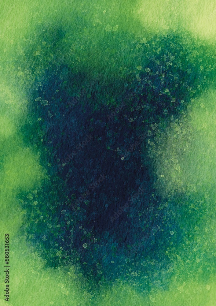 sSpring green and dark blue splash watercolor background illustration for decoration on nature, forest and organic lifestyle concept.