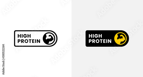 Best High Protein Mark Vector or High Protein Label Isolated in Flat Style. High Protein Rubber Stamp. Label for high protein product with low calorie. Rubber stamp.