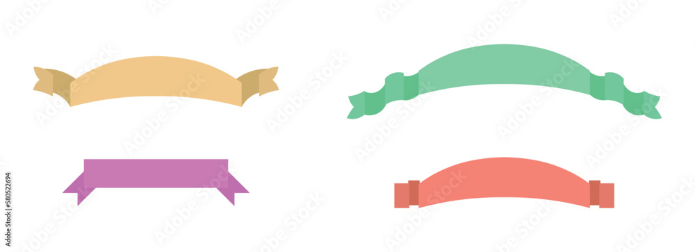 Collage of colorful ribbons for design on white background