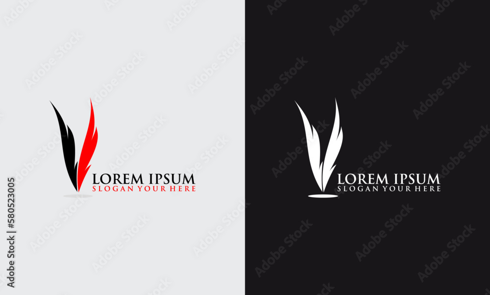 feather concept creative design v business logo