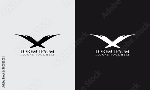 feather concept creative design x bird logo