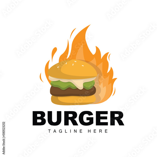 Burger Logo  Bread Vector  Meat And Vegetable  Fast Food Design  Burger Shop And Product Brand Icon Illustration