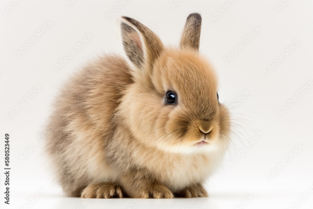 Baby rabbit on white background, Cute Little rabbit healthy on white. Generative AI
