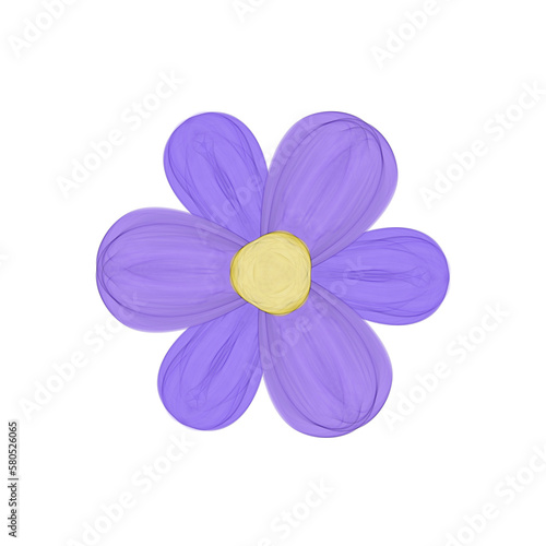 Cute purple flower stationary sticker oil painting