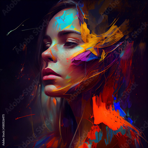 Woman artistic paint - AI generated image - Unrelated to real people