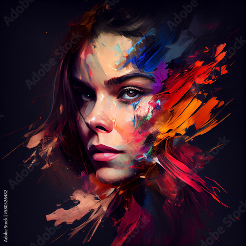 Woman artistic paint - AI generated image - Unrelated to real people