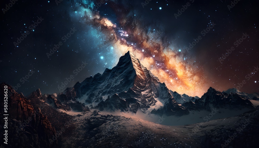 mountain galaxy landscape created using Generative AI Technology