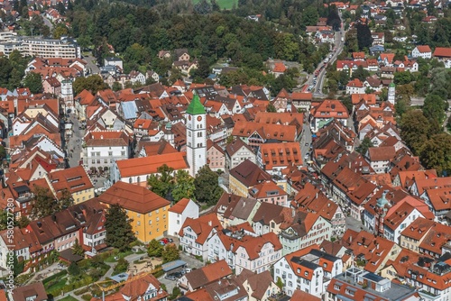 Die historische Altstadt von Wangen im württembergischen Allgäu im Luftbild photo