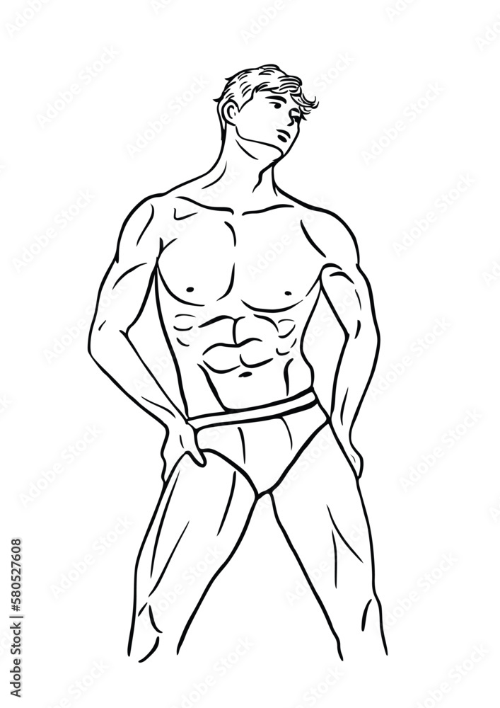 Muscular man in swimming trunks
illustration, isolated on white background Muscular man in swimming trunks
illustration, isolated on white background