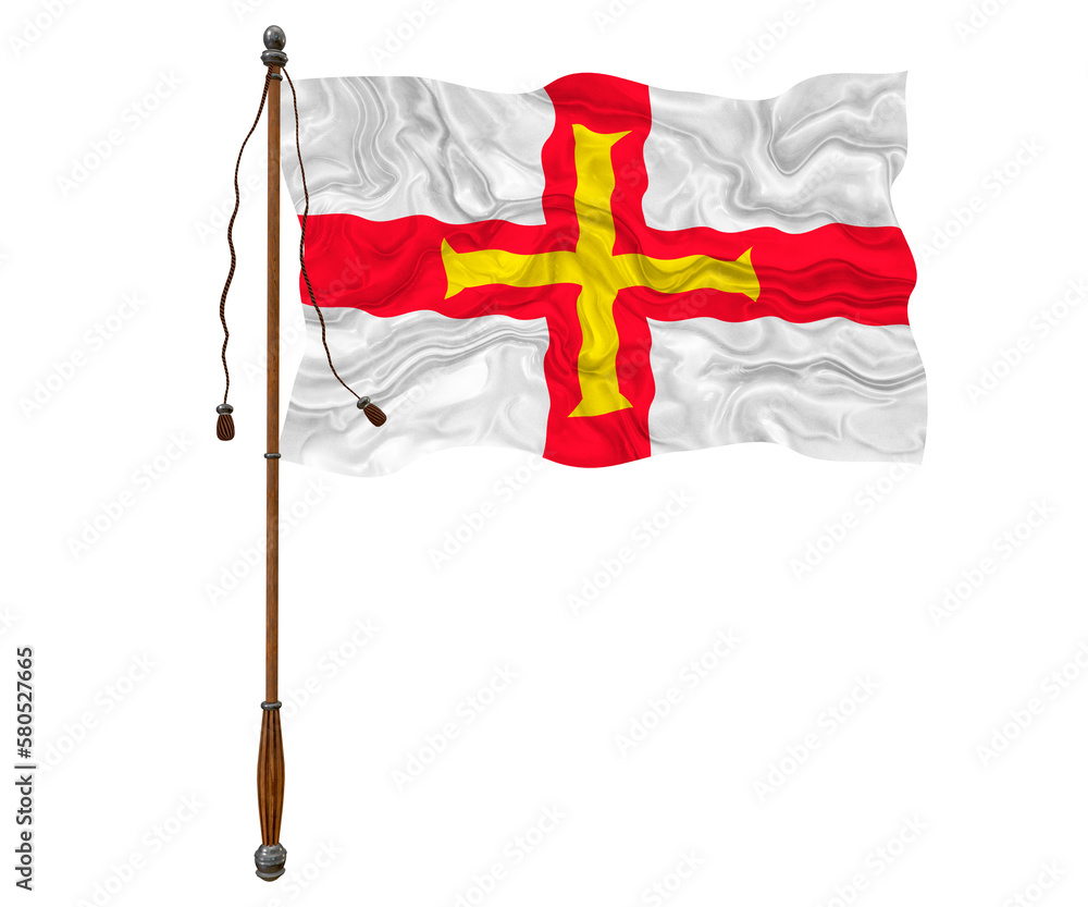 National flag of Bailiwick of Guernsey Background  with flag of Bailiwick of Guernsey