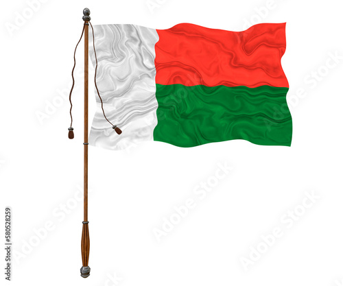 National flag of Madagascar. Background with flag of Madagascar.