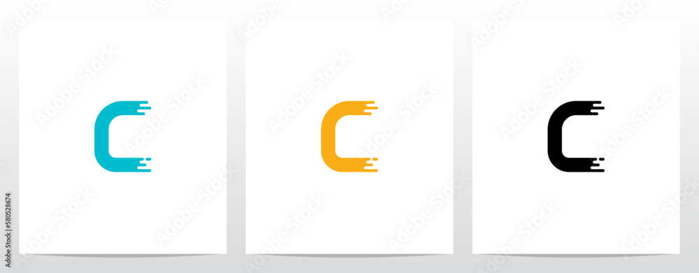 Circuit Loop Paint Lines Letter Logo Design C Circuit Loop Paint Lines Letter Logo Design C