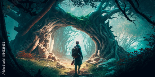 Journeying through mystical landscapes and enchanted forests Generative AI